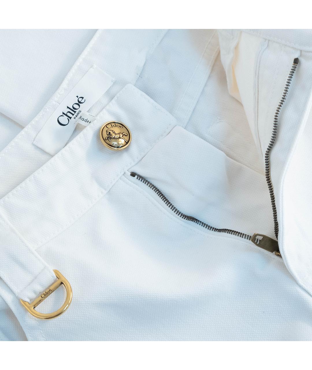 CHLOE Белые хлопковые прямые джинсы, фото 4