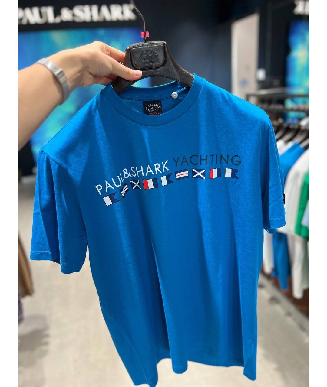 PAUL & SHARK Синяя хлопковая футболка, фото 5