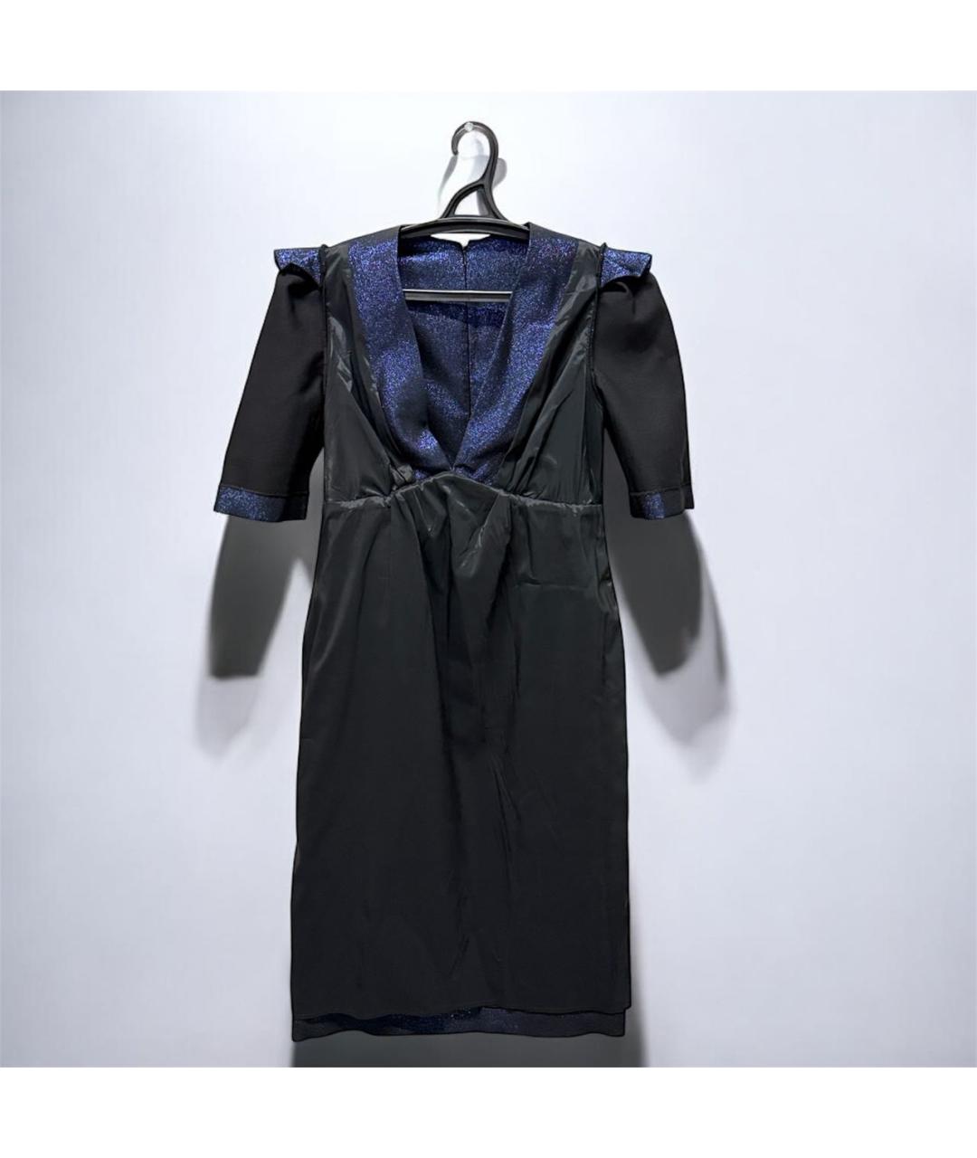 P.A.R.O.S.H. Темно-синее полиэстеровое коктейльное платье, фото 4