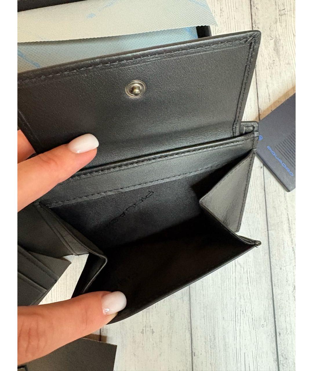 PIQUADRO Черный кожаный кошелек, фото 7