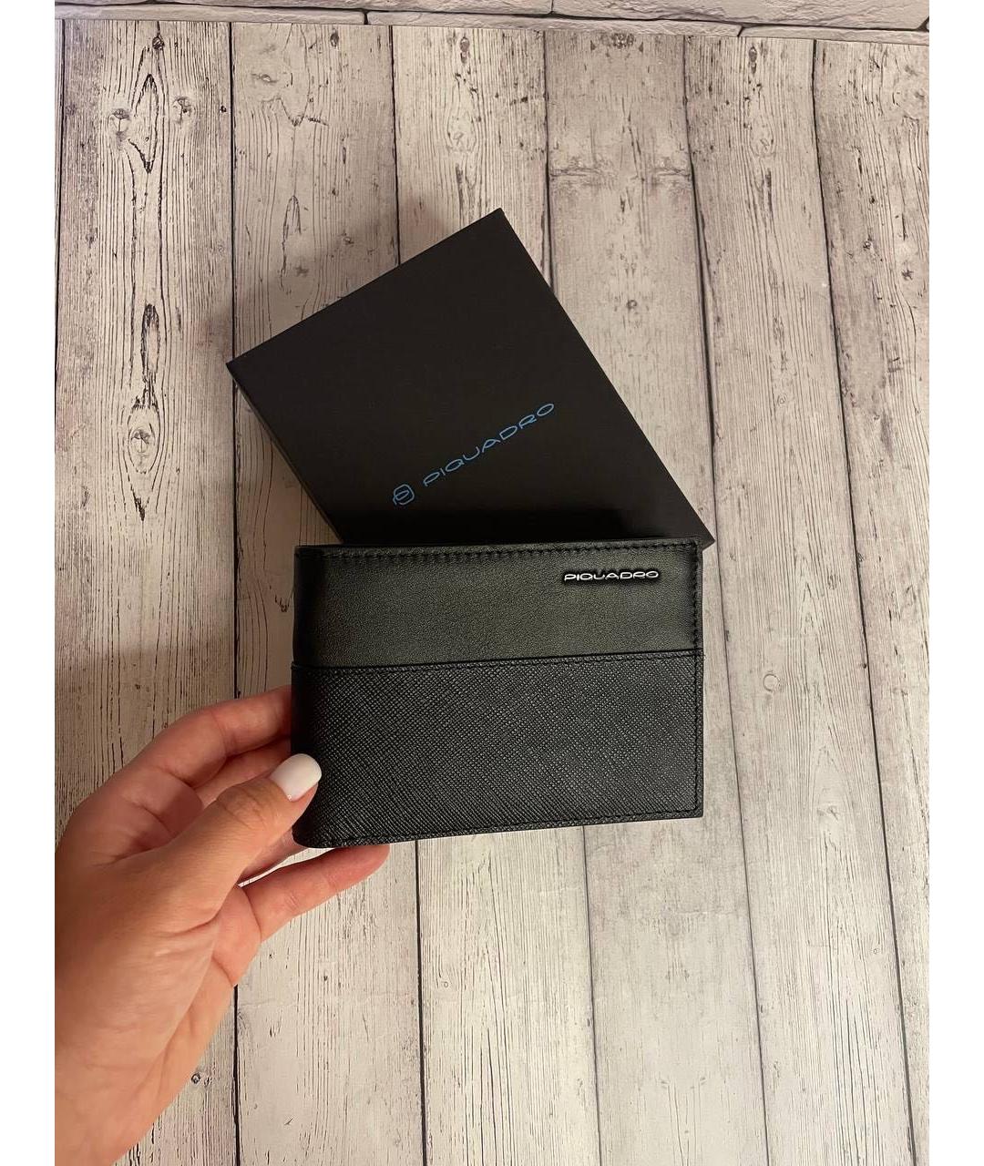 PIQUADRO Черный кожаный кошелек, фото 6