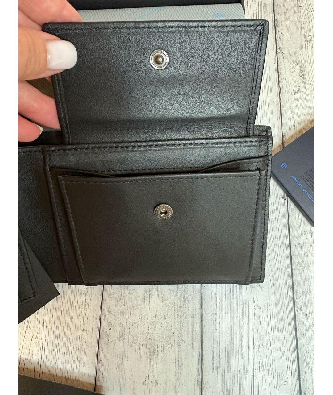 PIQUADRO Черный кожаный кошелек, фото 8