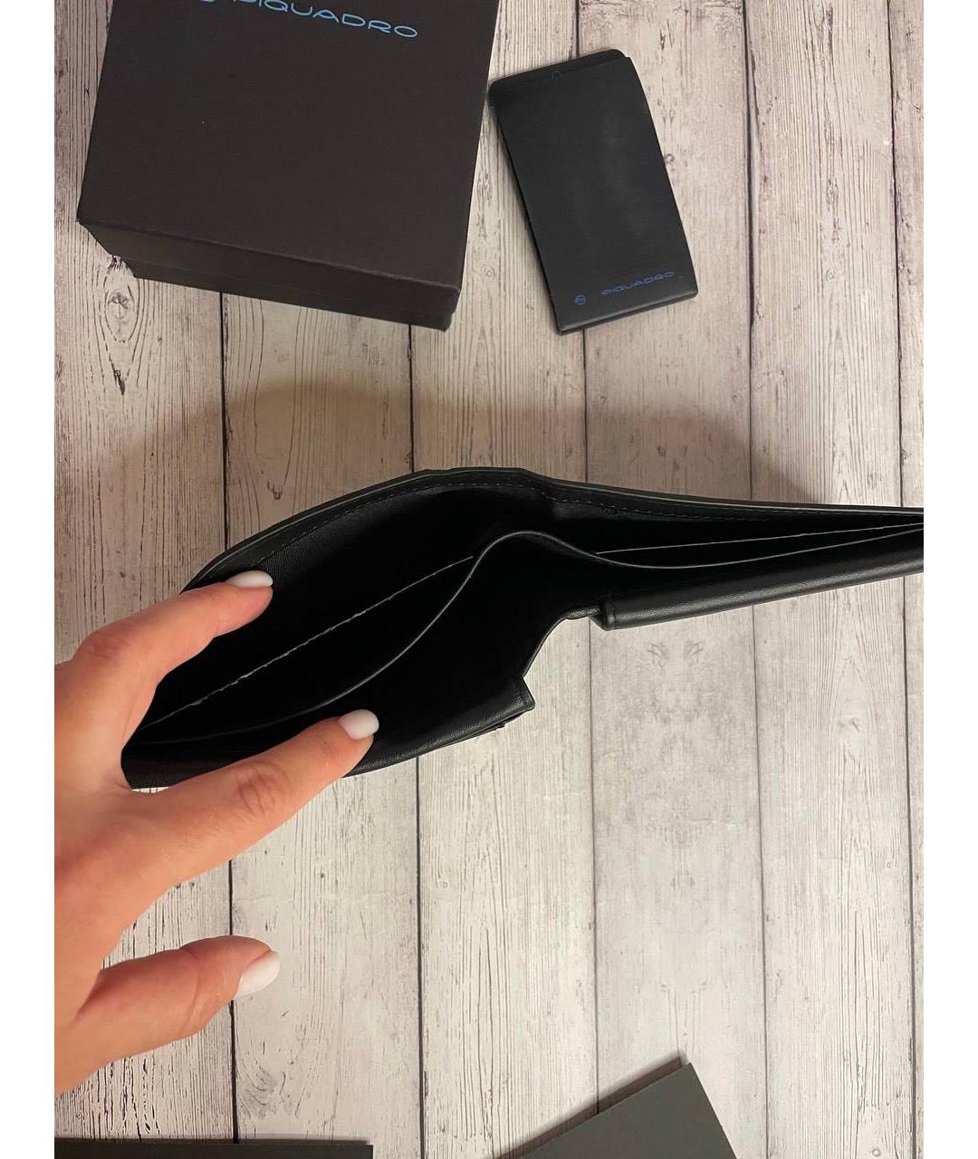 PIQUADRO Черный кожаный кошелек, фото 5