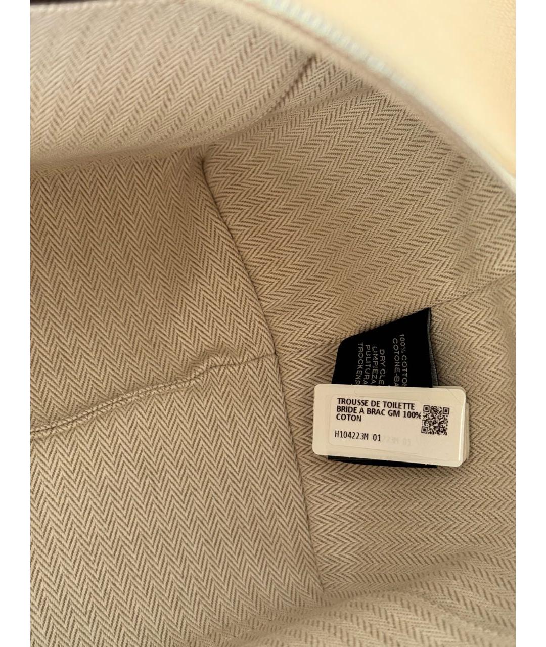 HERMES Бежевая тканевая косметичка, фото 4