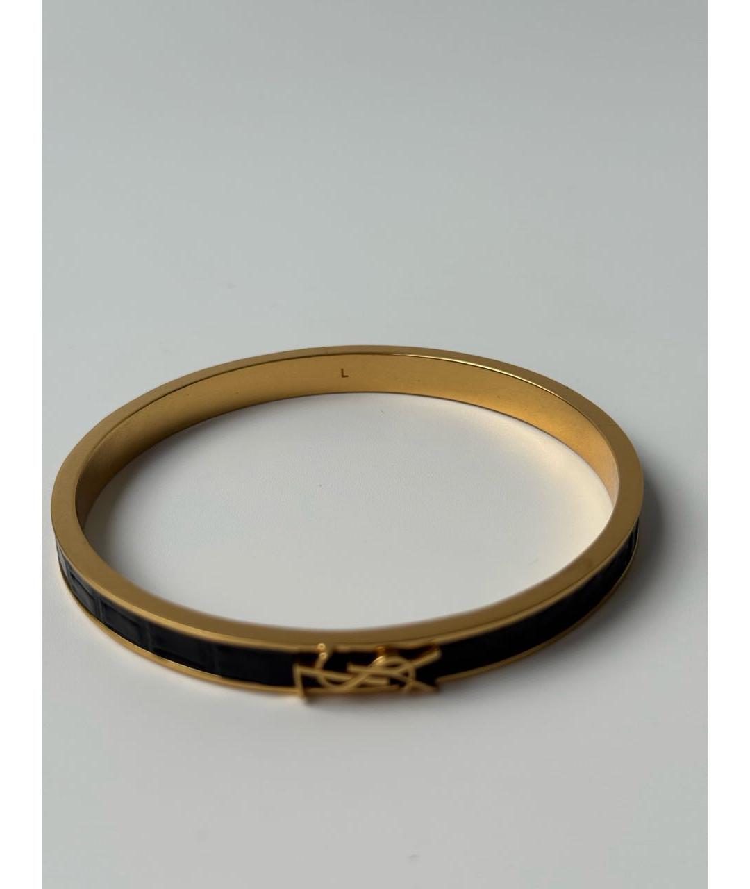SAINT LAURENT Черный латунный браслет, фото 2