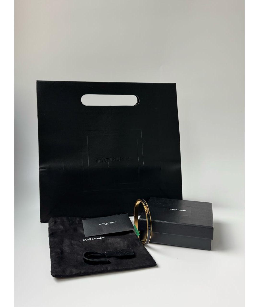 SAINT LAURENT Черный латунный браслет, фото 6