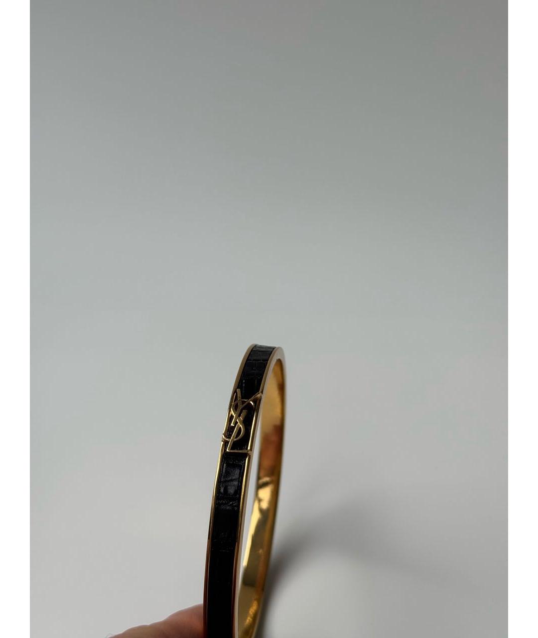 SAINT LAURENT Черный латунный браслет, фото 3
