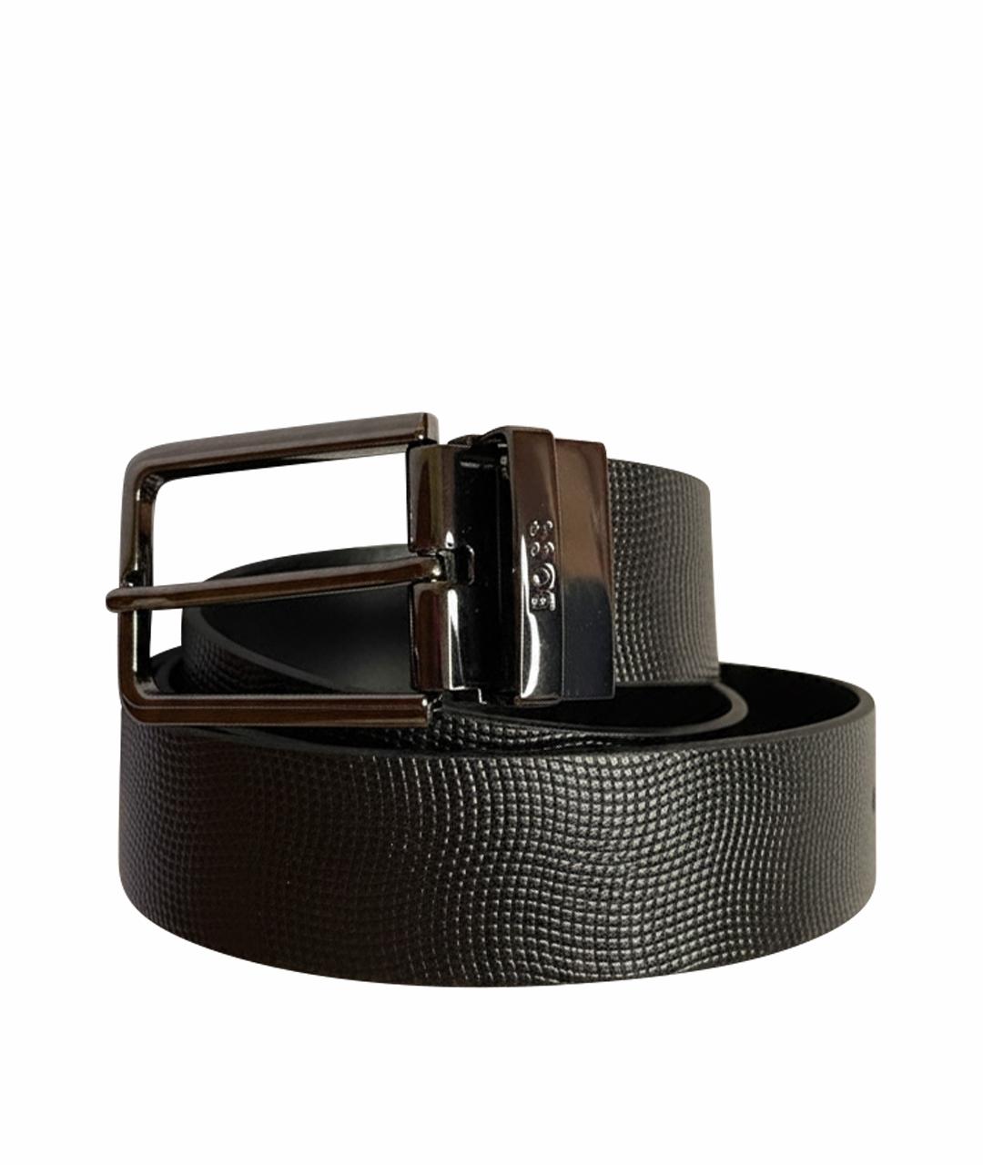 HUGO BOSS Черный кожаный ремень, фото 1