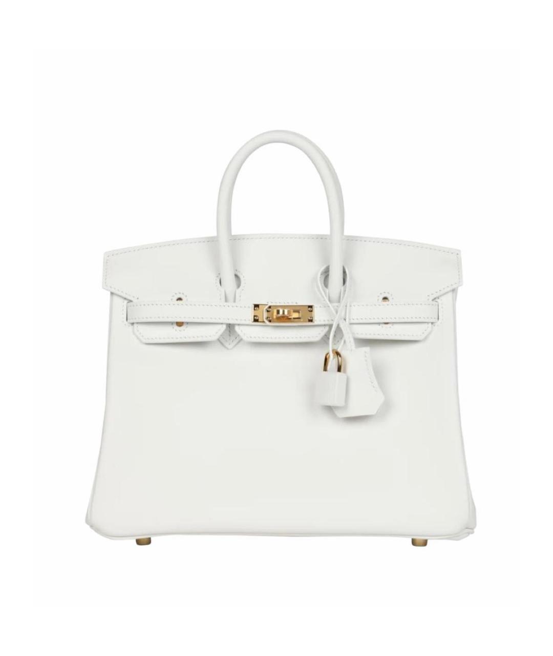 HERMES Белая кожаная сумка с короткими ручками, фото 1