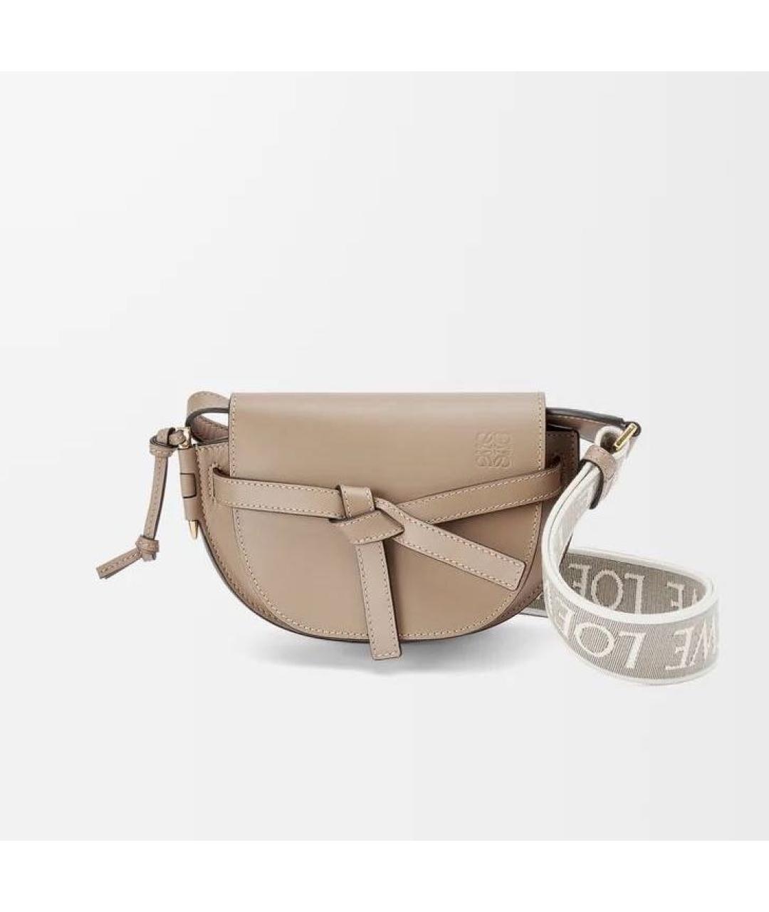 LOEWE Бежевая кожаная сумка через плечо, фото 5