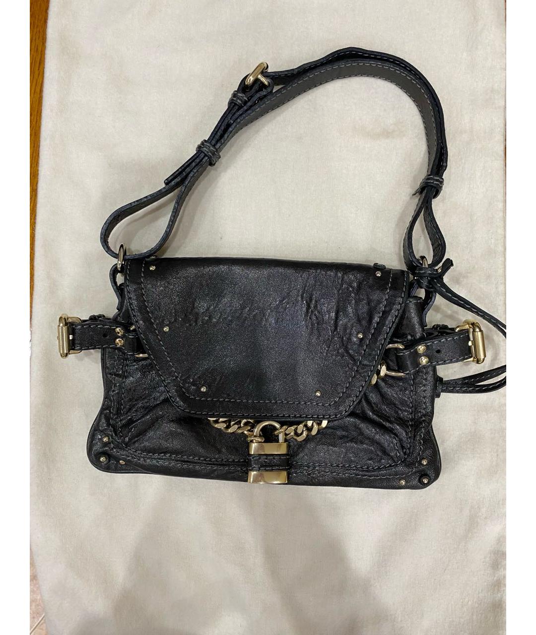CHLOE Черная кожаная сумка с короткими ручками, фото 3
