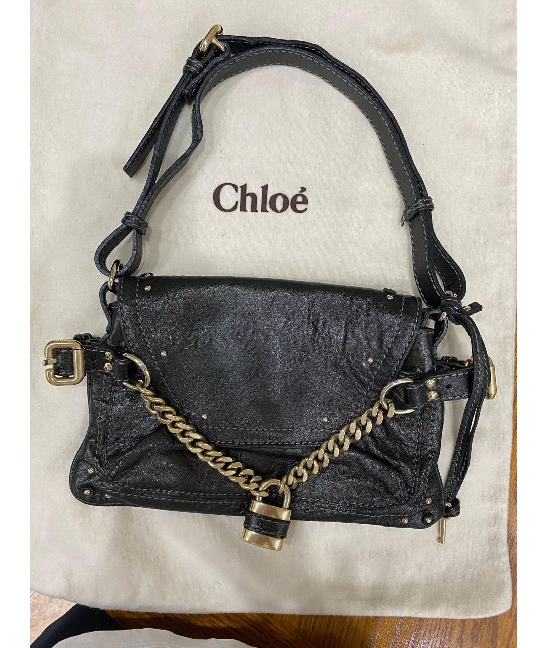 CHLOE Черная кожаная сумка с короткими ручками, фото 9