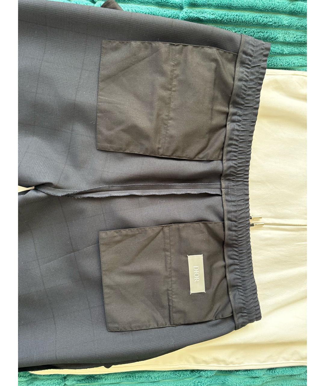 CHRISTIAN DIOR Темно-синие шерстяные классические брюки, фото 3