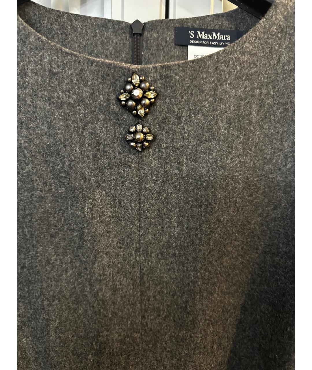 'S MAX MARA Серое шерстяное повседневное платье, фото 3
