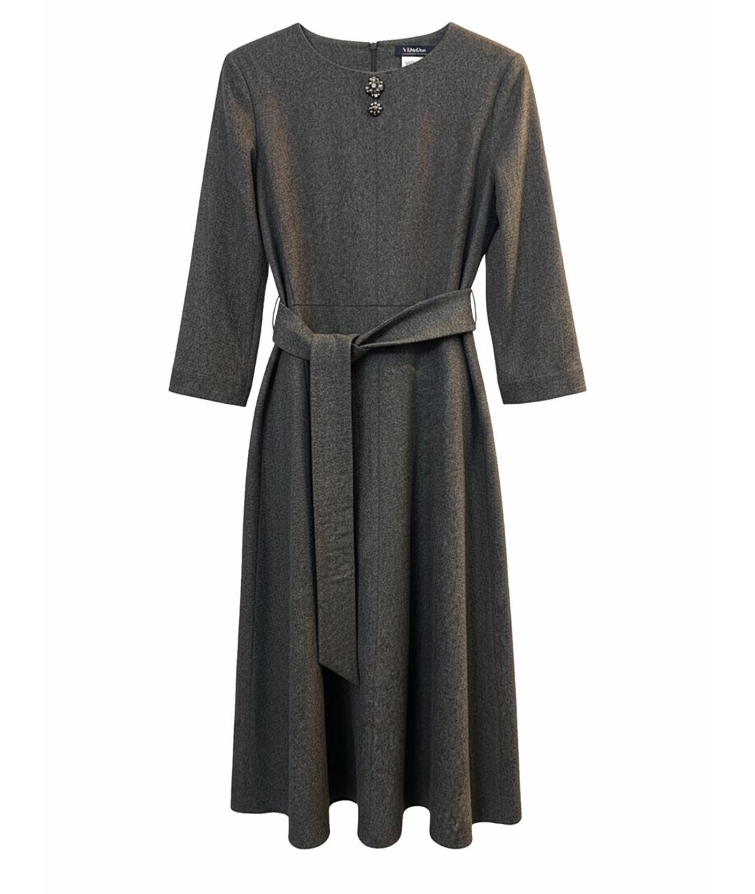 'S MAX MARA Серое шерстяное повседневное платье, фото 1