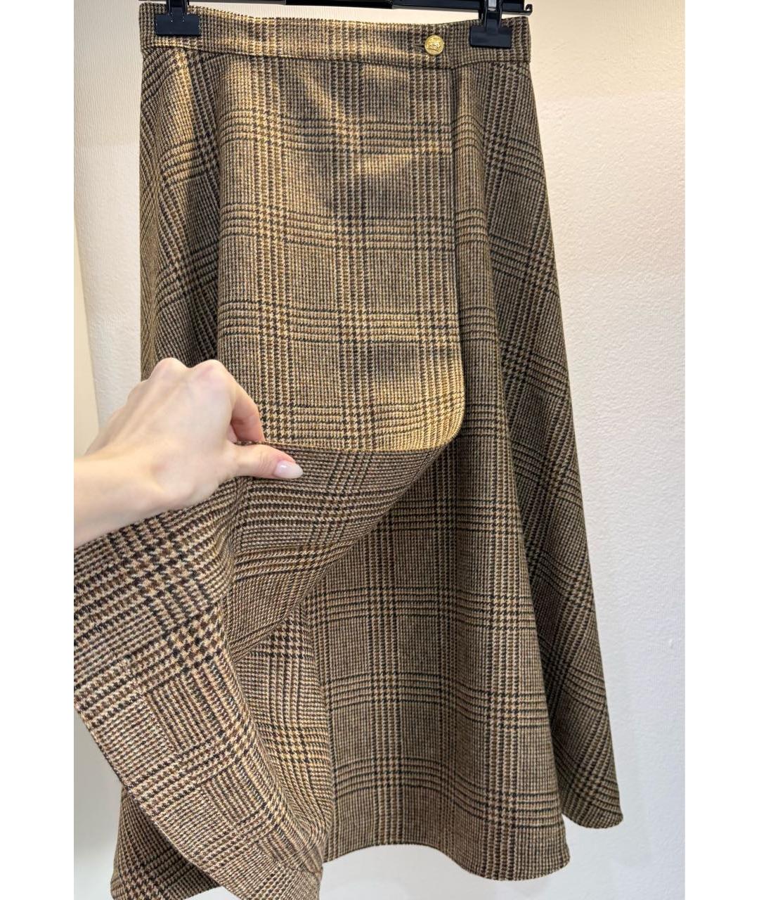 CELINE Коричневая шерстяная юбка миди, фото 3