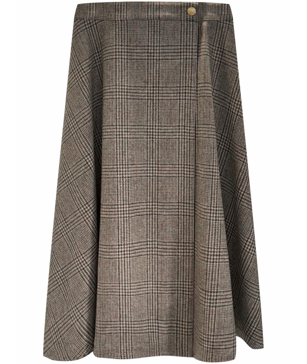 CELINE Коричневая шерстяная юбка миди, фото 1