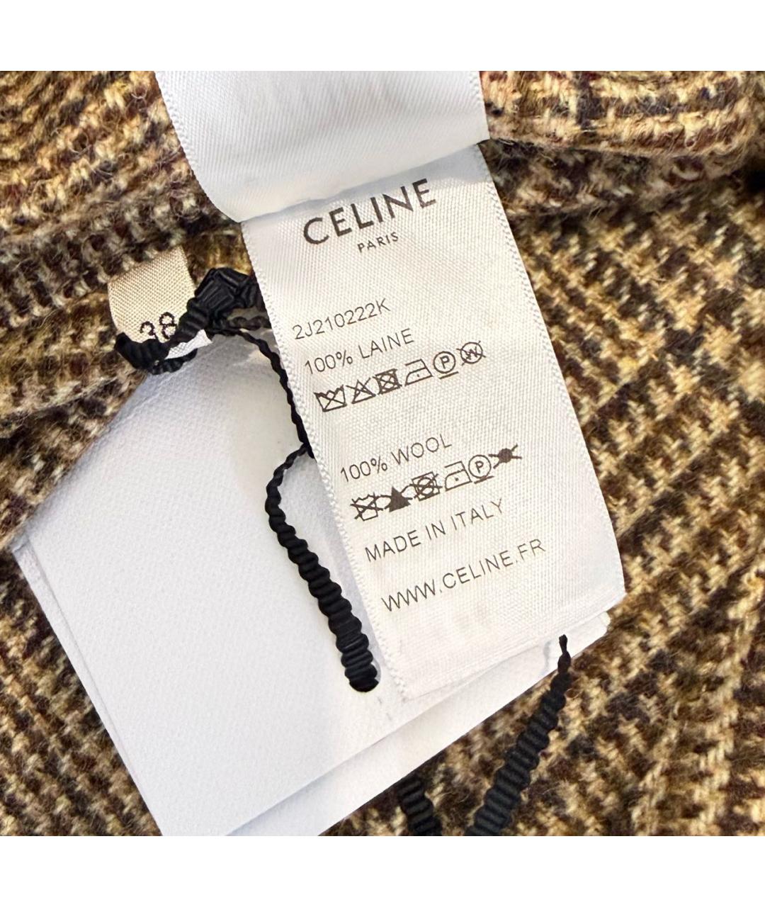 CELINE Коричневая шерстяная юбка миди, фото 6