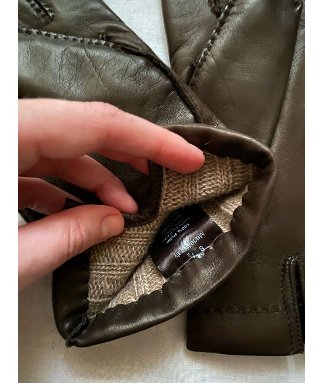 CORNELIANI Коричневые кожаные перчатки, фото 6