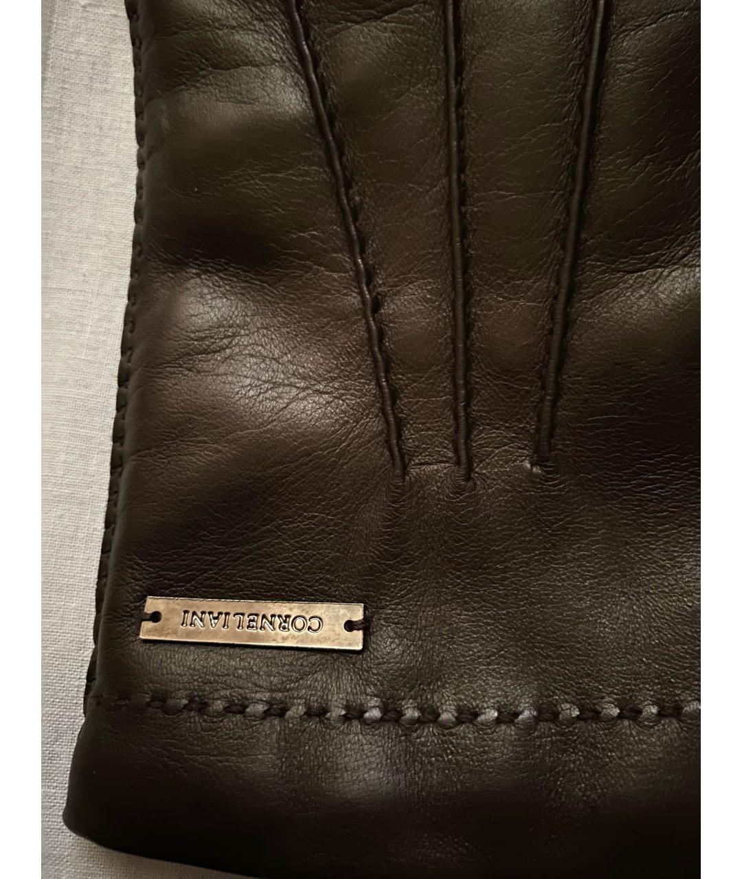 CORNELIANI Коричневые кожаные перчатки, фото 3