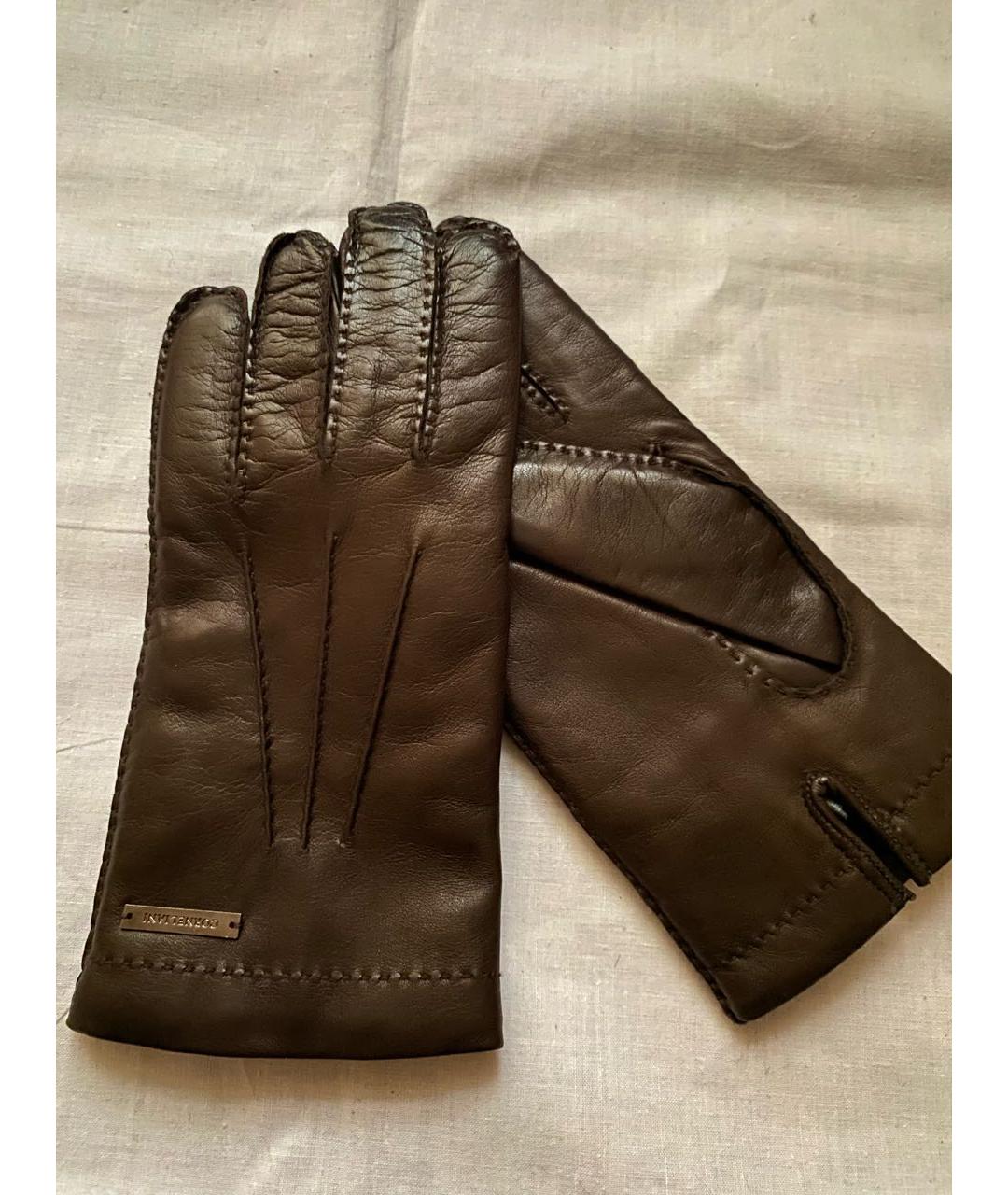 CORNELIANI Коричневые кожаные перчатки, фото 7