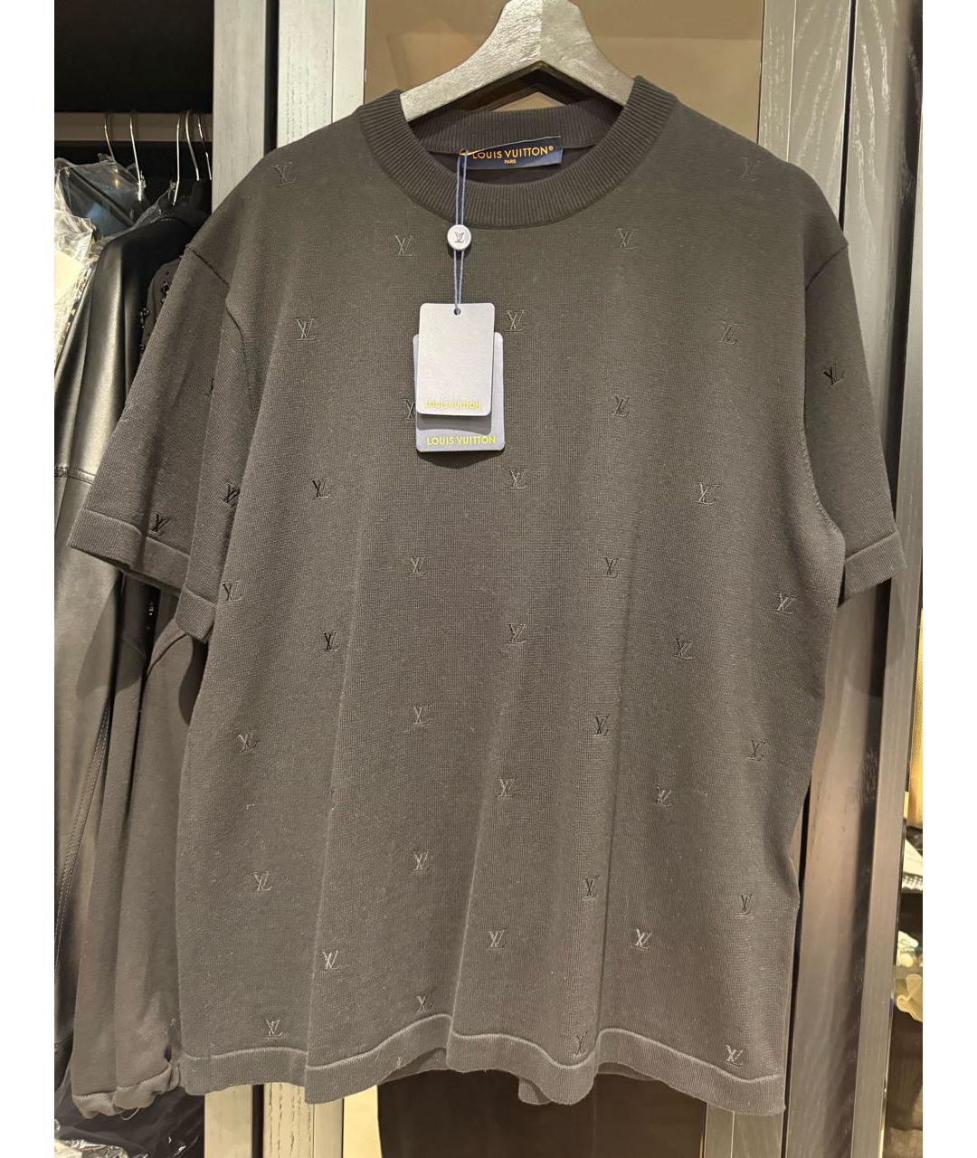 LOUIS VUITTON Черная хлопковая футболка, фото 5