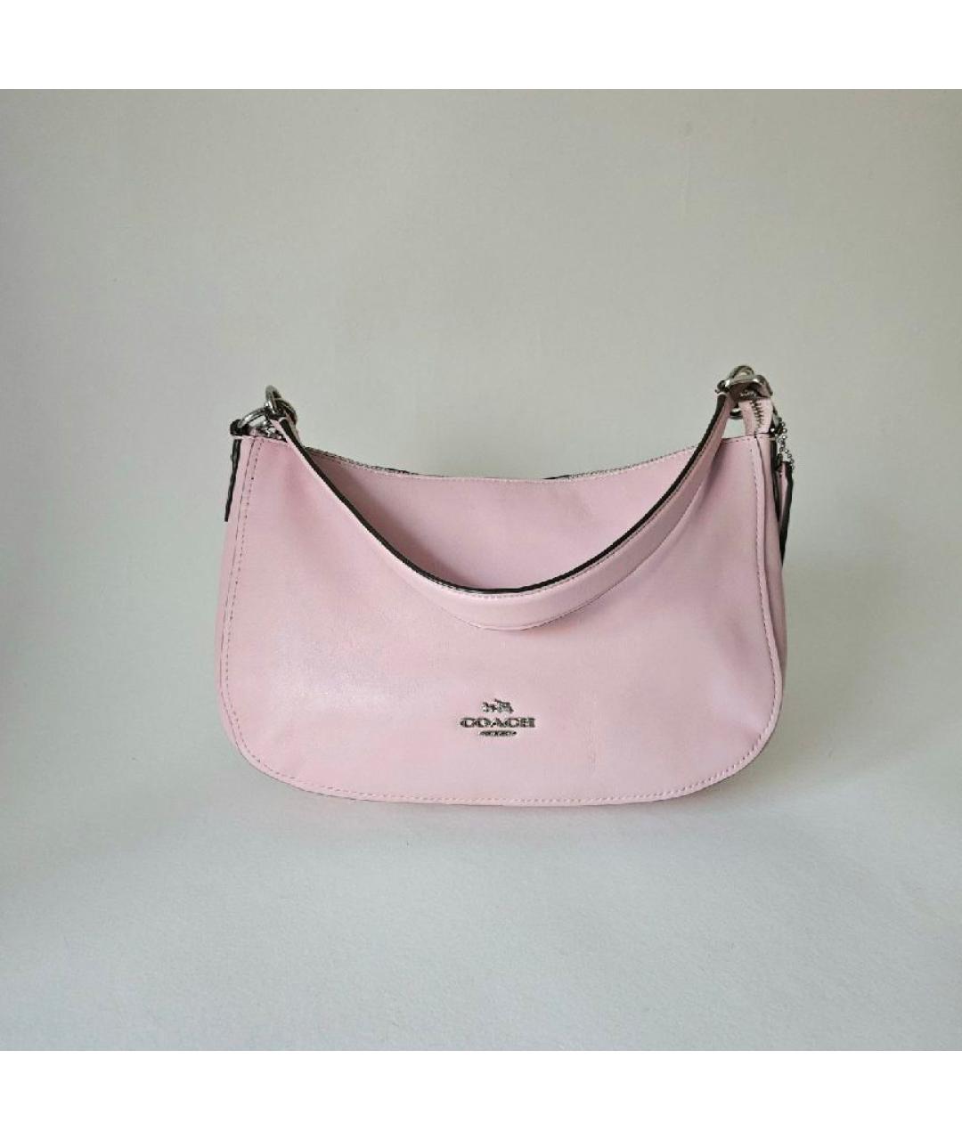 COACH Розовая кожаная сумка через плечо, фото 7