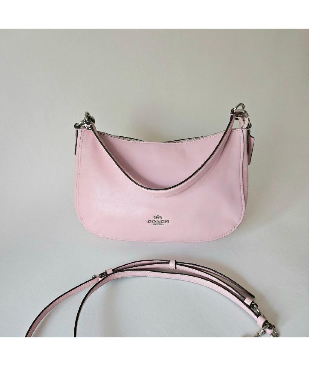 COACH Розовая кожаная сумка через плечо, фото 2