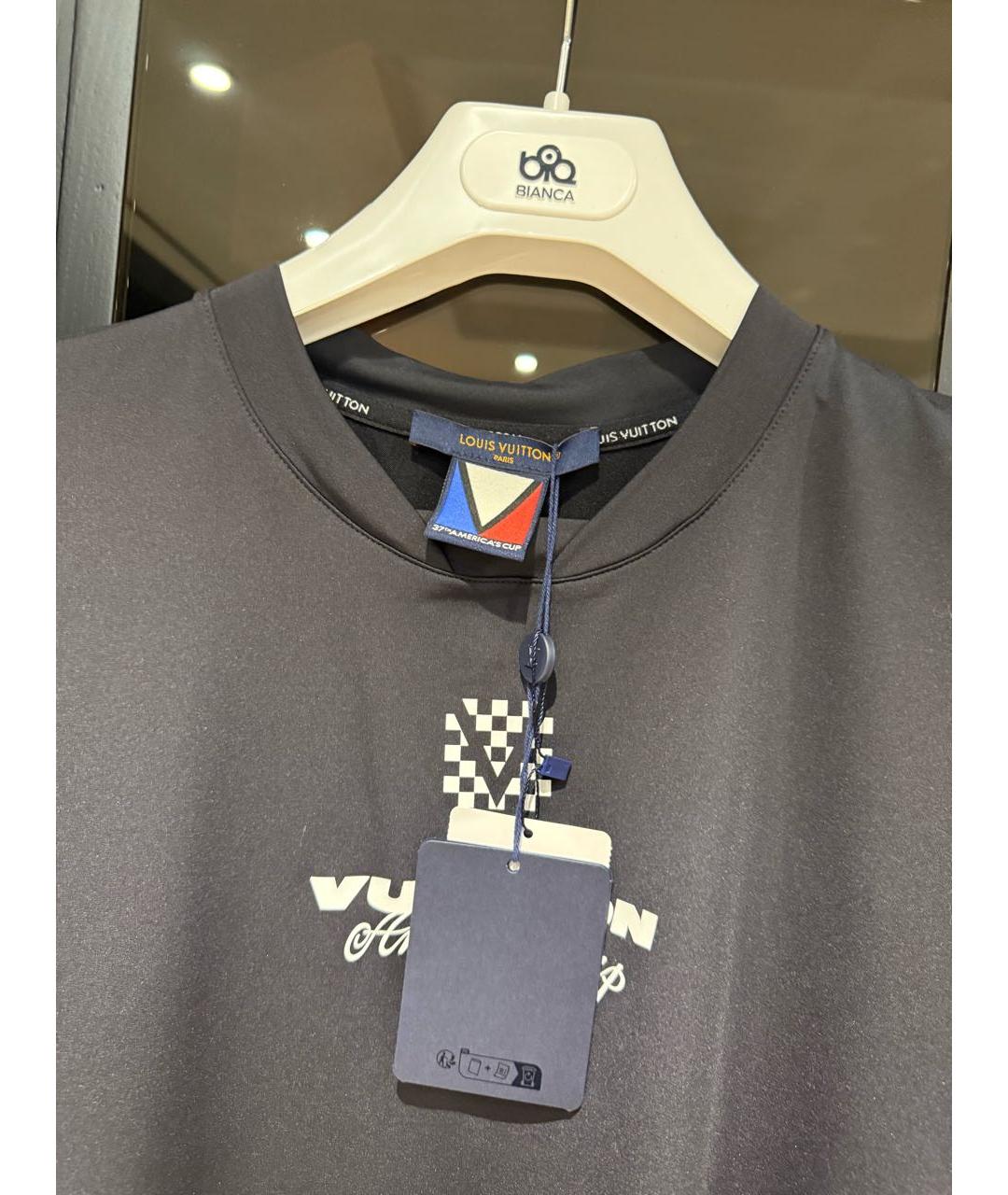 LOUIS VUITTON Черная хлопковая футболка, фото 3