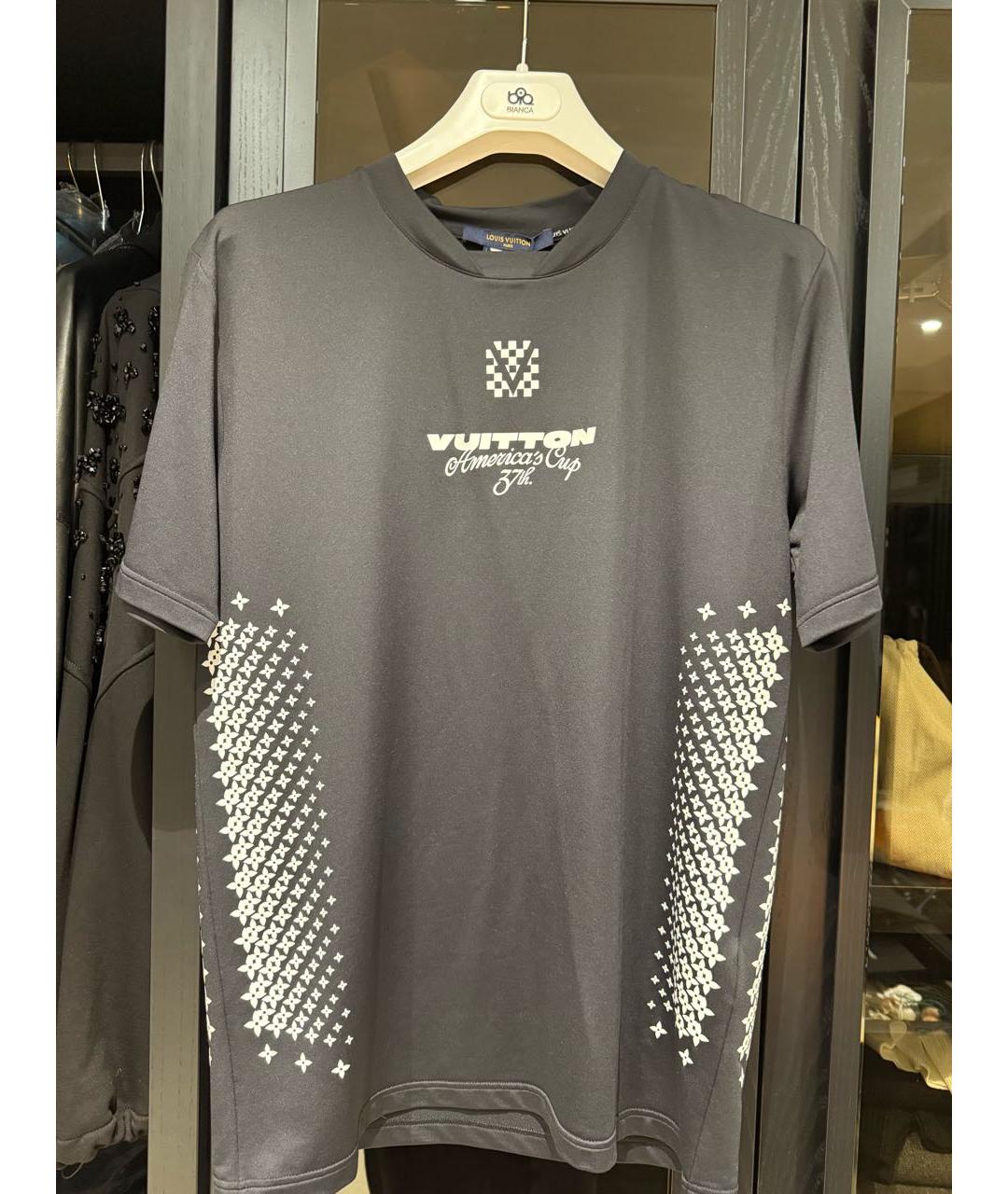 LOUIS VUITTON Черная хлопковая футболка, фото 6