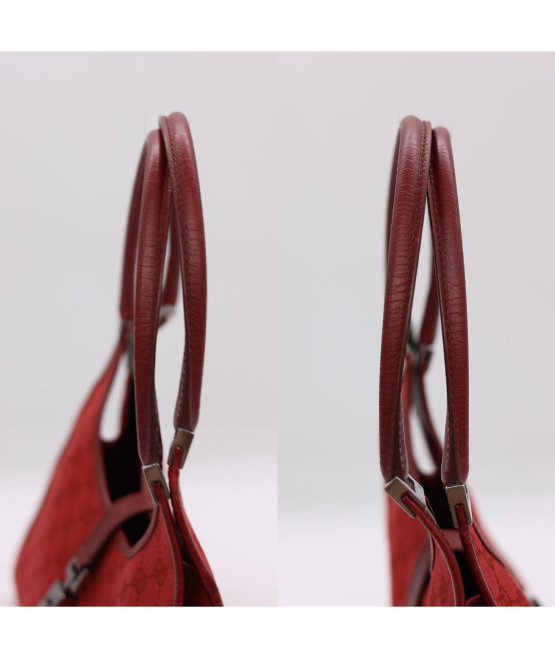 GUCCI Бордовая жаккардовая сумка с короткими ручками, фото 4