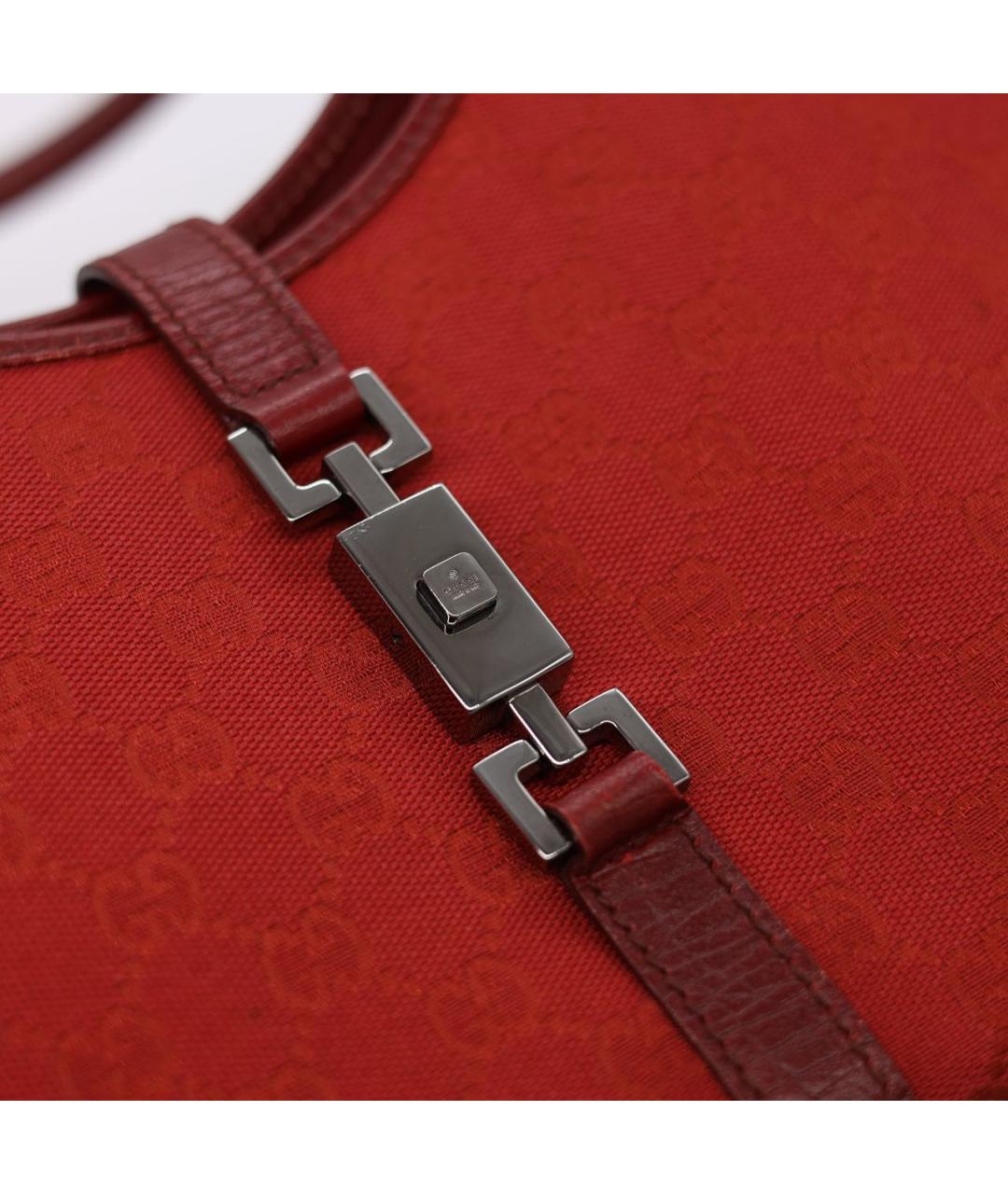 GUCCI Бордовая жаккардовая сумка с короткими ручками, фото 8