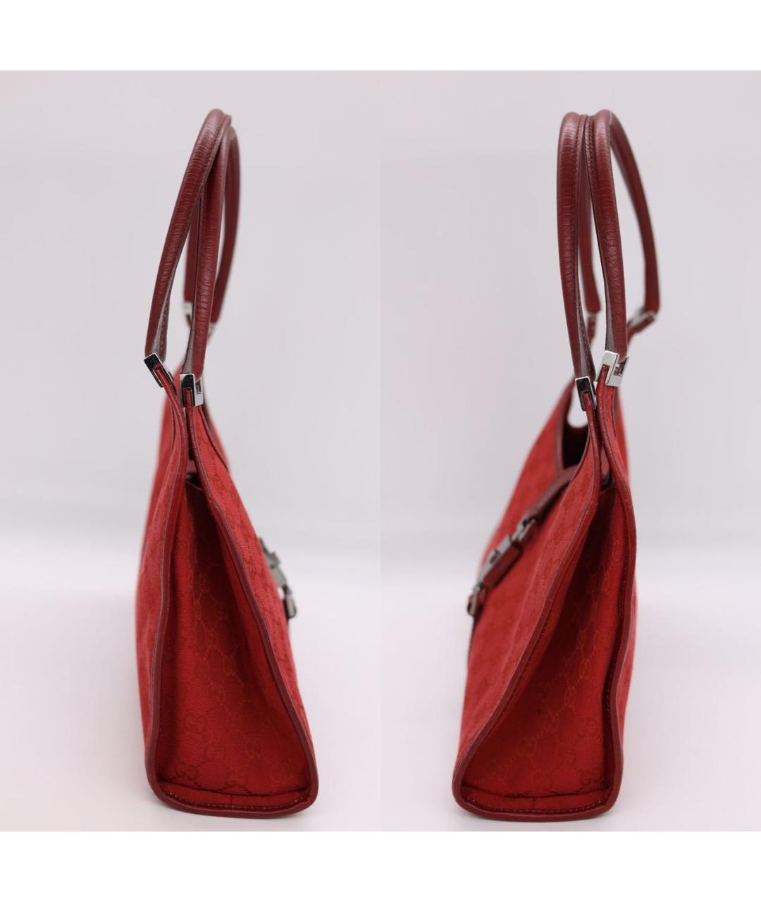 GUCCI Бордовая жаккардовая сумка с короткими ручками, фото 3