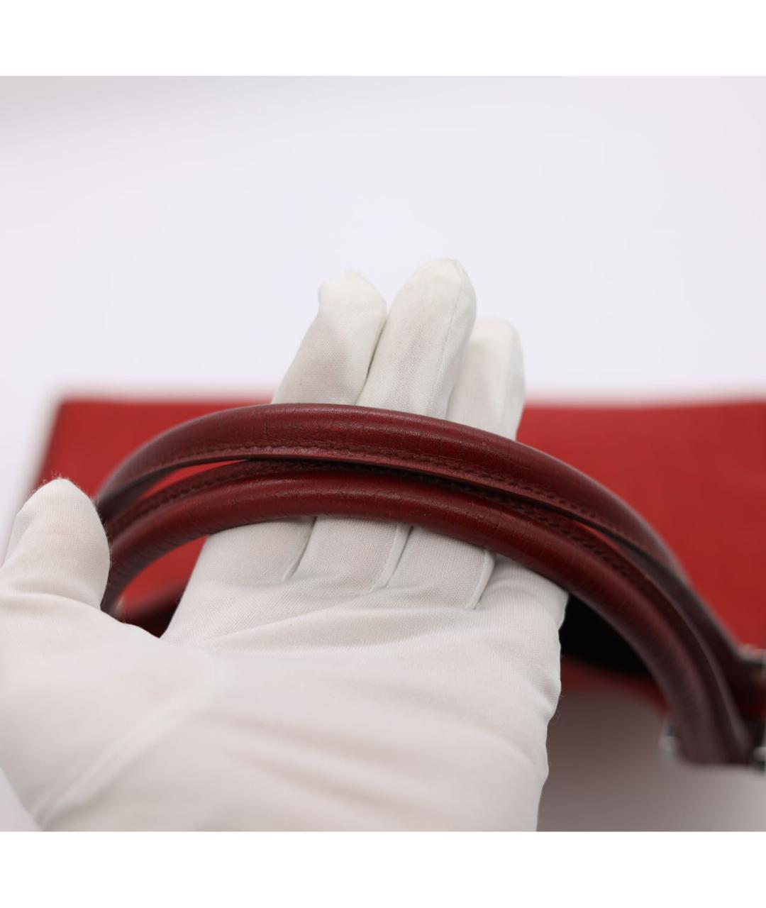 GUCCI Бордовая жаккардовая сумка с короткими ручками, фото 7