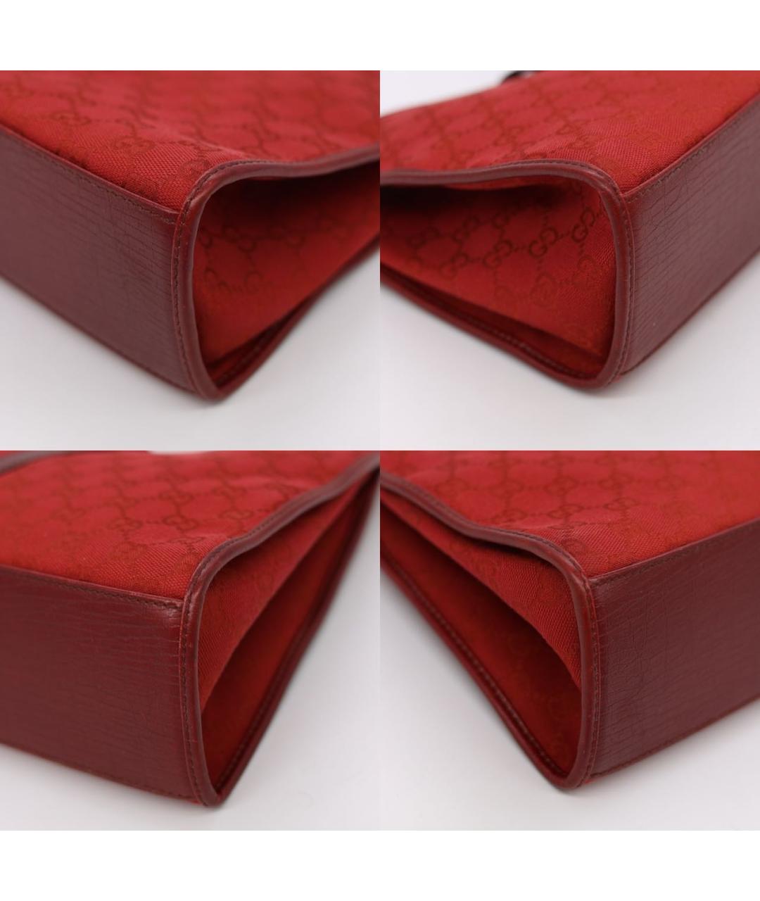 GUCCI Бордовая жаккардовая сумка с короткими ручками, фото 5