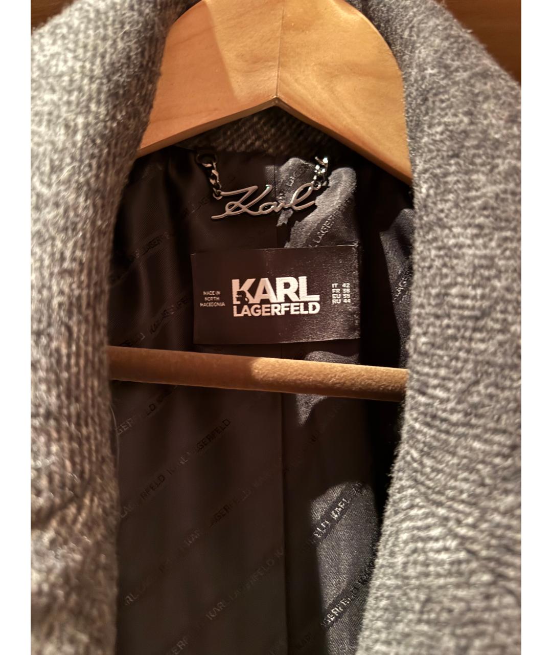 KARL LAGERFELD Серое шерстяное пальто, фото 3