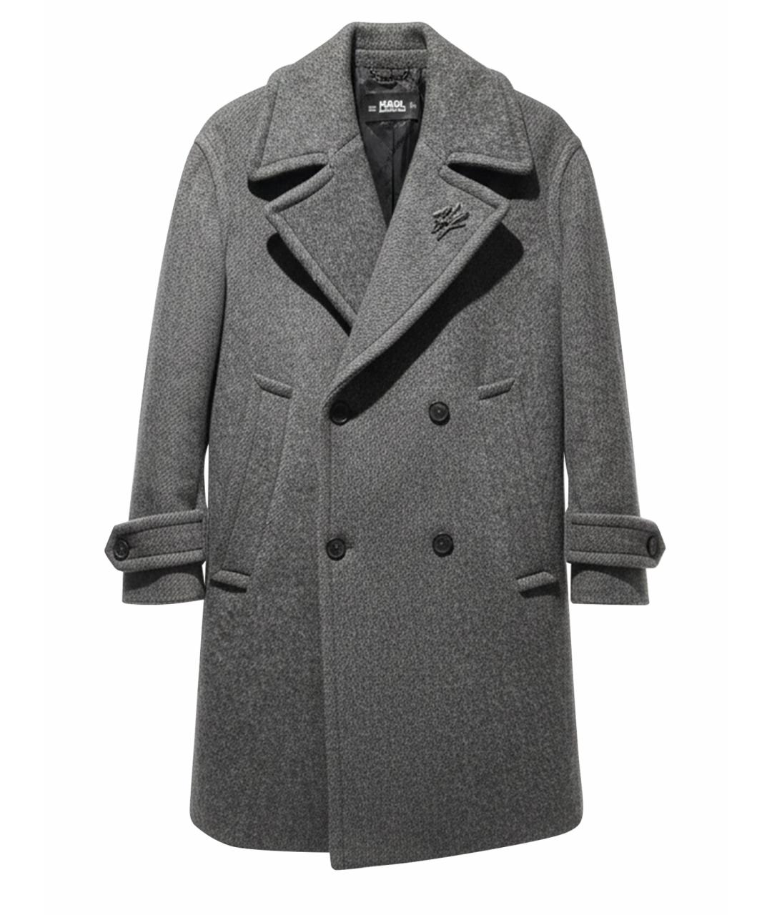KARL LAGERFELD Серое шерстяное пальто, фото 1