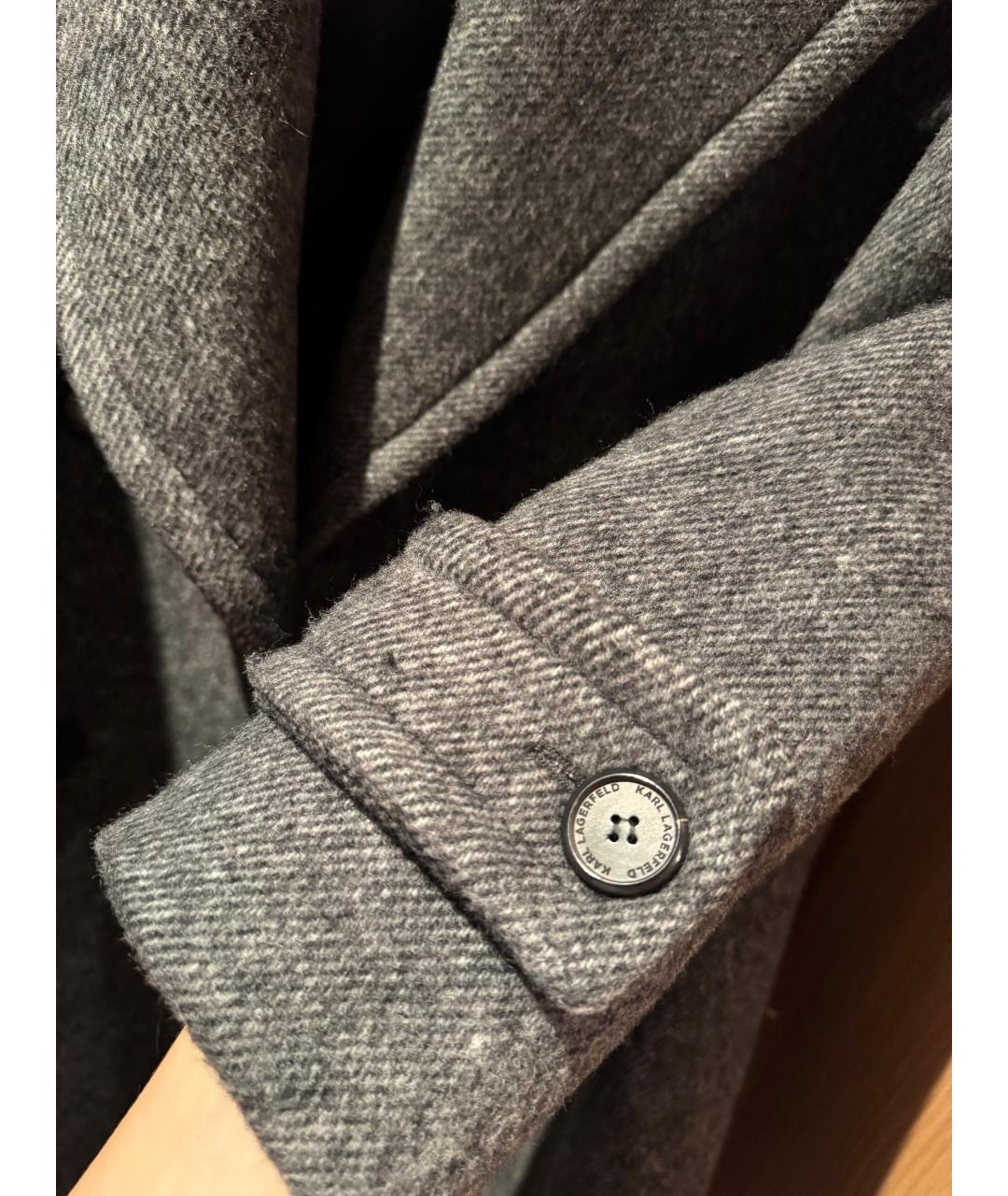 KARL LAGERFELD Серое шерстяное пальто, фото 4