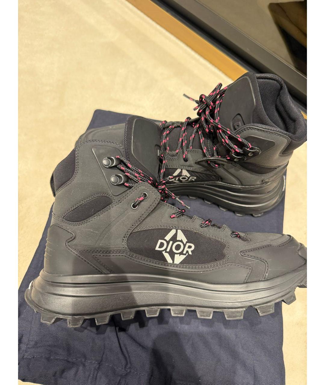 CHRISTIAN DIOR Черные текстильные высокие ботинки, фото 9