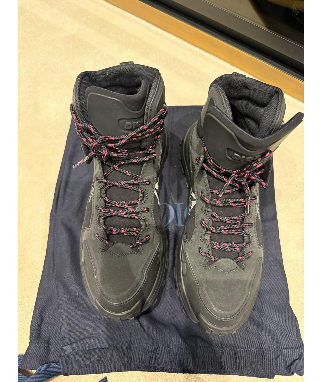 CHRISTIAN DIOR Черные текстильные высокие ботинки, фото 3