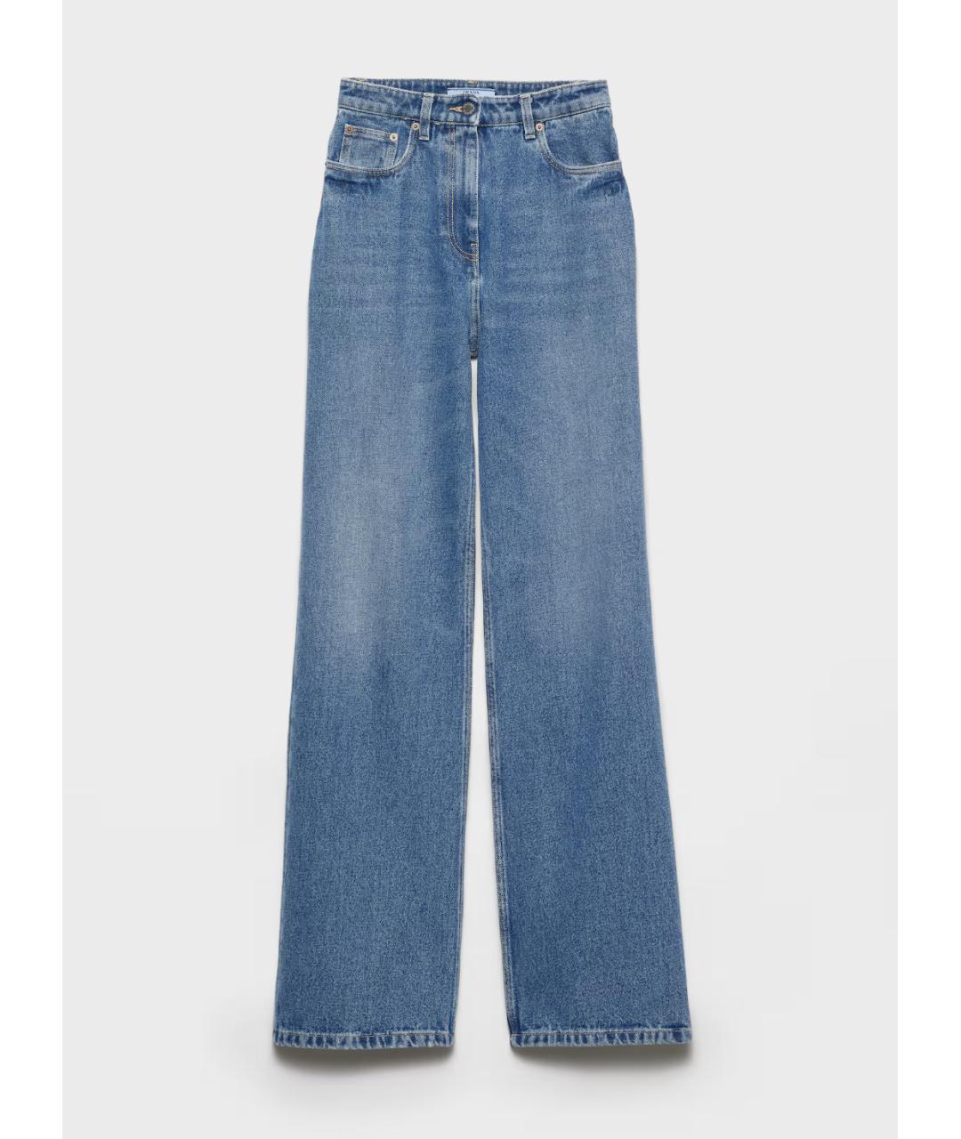 PRADA Синие хлопковые прямые джинсы, фото 4