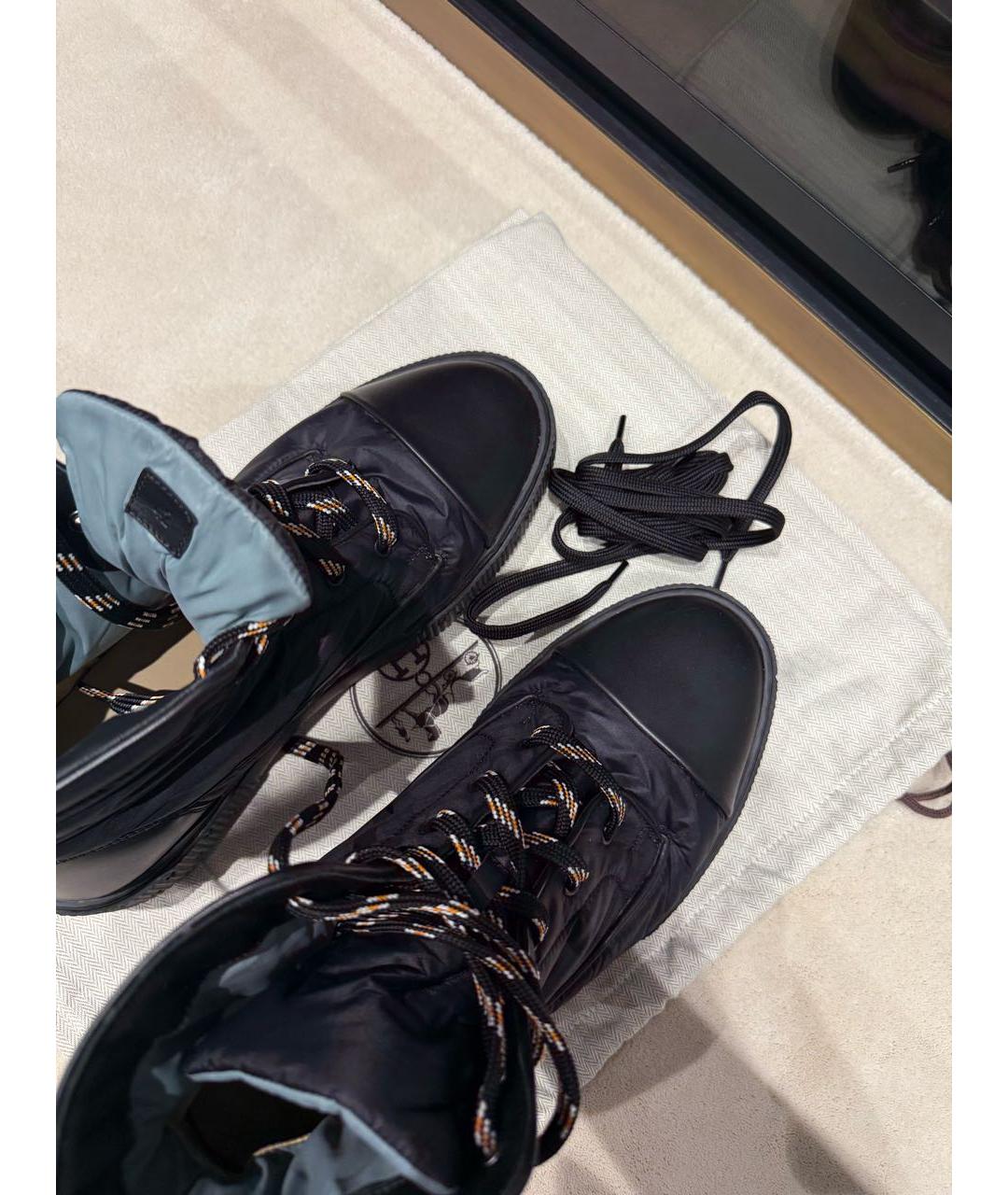 HERMES Темно-синие текстильные высокие ботинки, фото 7