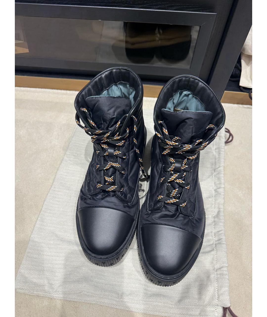 HERMES Темно-синие текстильные высокие ботинки, фото 4