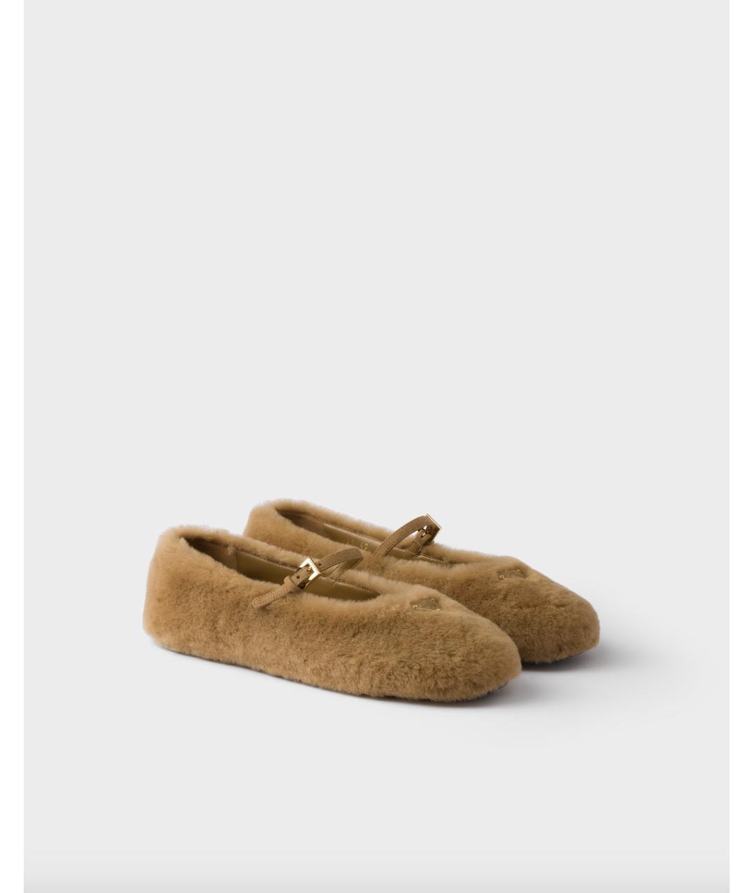 PRADA Бежевые кожаные балетки, фото 5