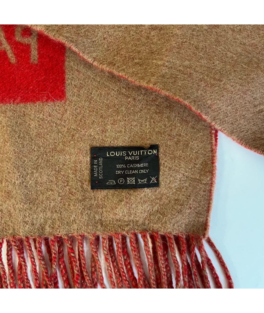 LOUIS VUITTON Красный кашемировый шарф, фото 4