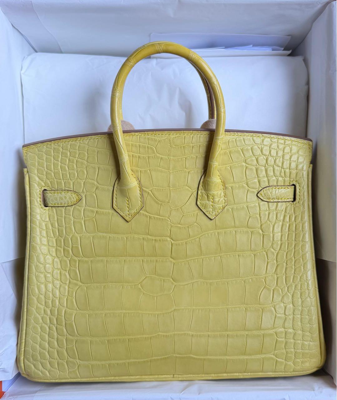 HERMES Желтая сумка с короткими ручками из экзотической кожи, фото 2