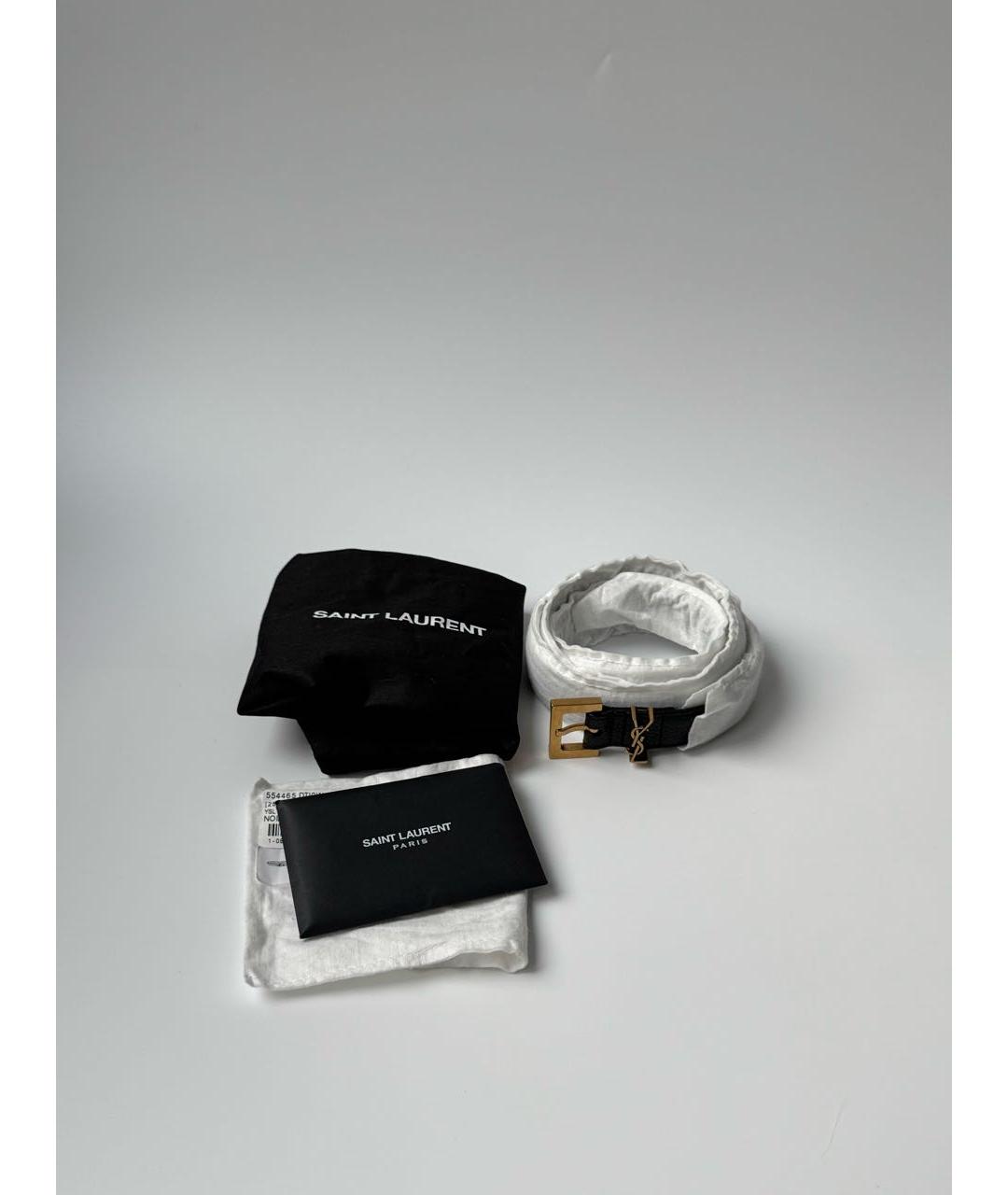 SAINT LAURENT Черный кожаный ремень, фото 7