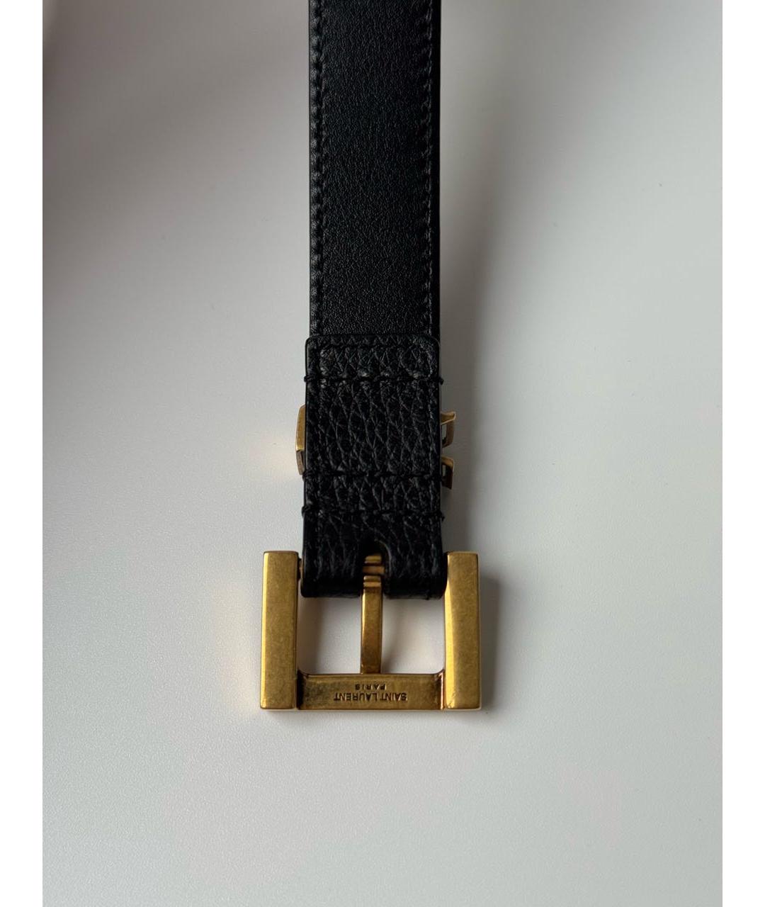 SAINT LAURENT Черный кожаный ремень, фото 2