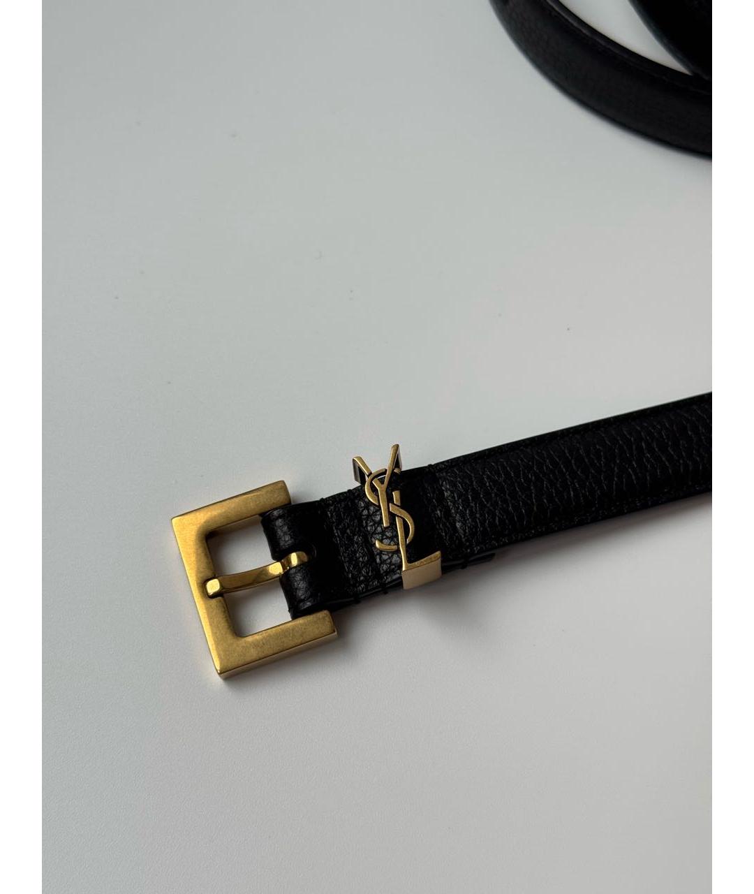 SAINT LAURENT Черный кожаный ремень, фото 4