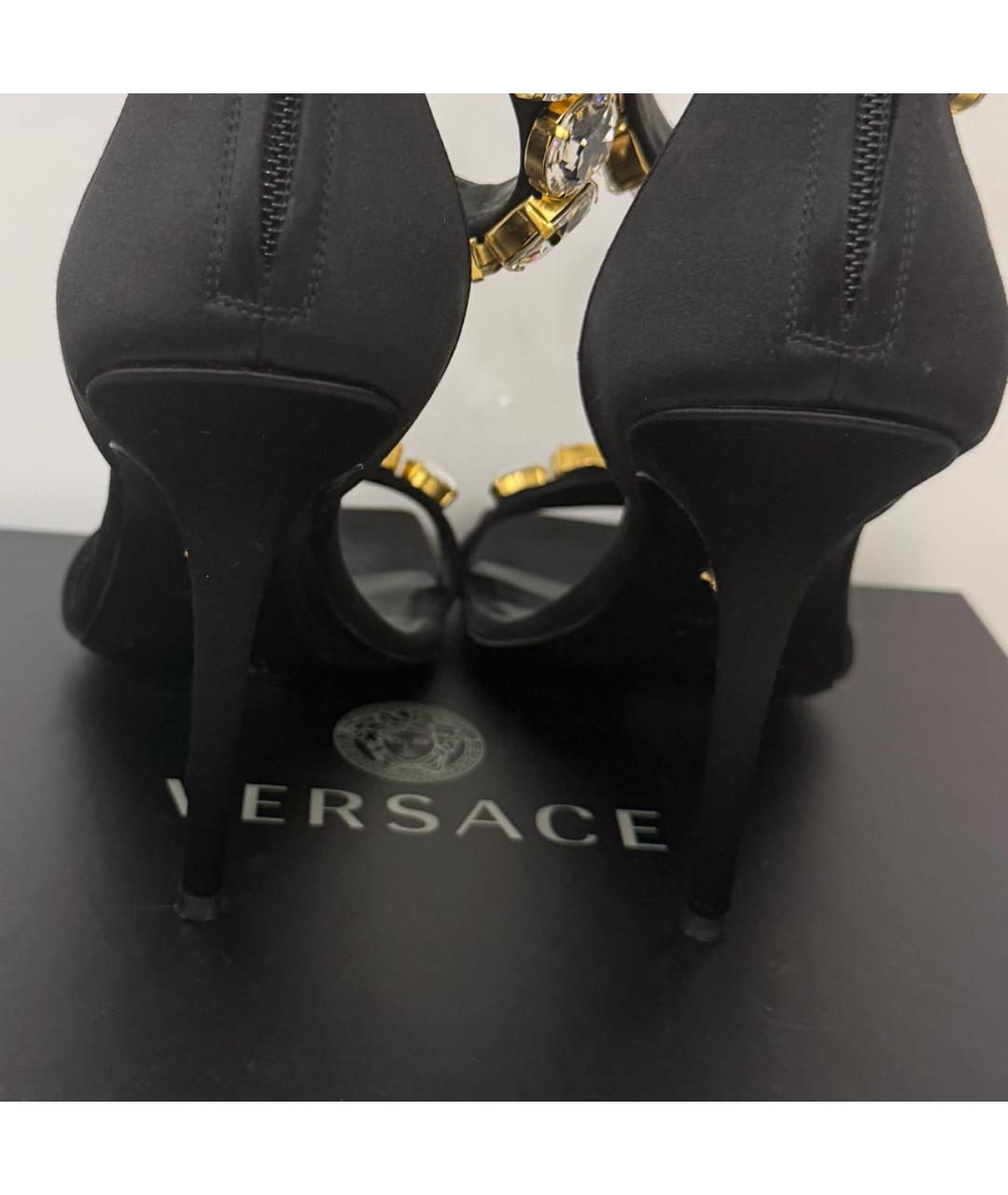 VERSACE Черные текстильные босоножки, фото 4